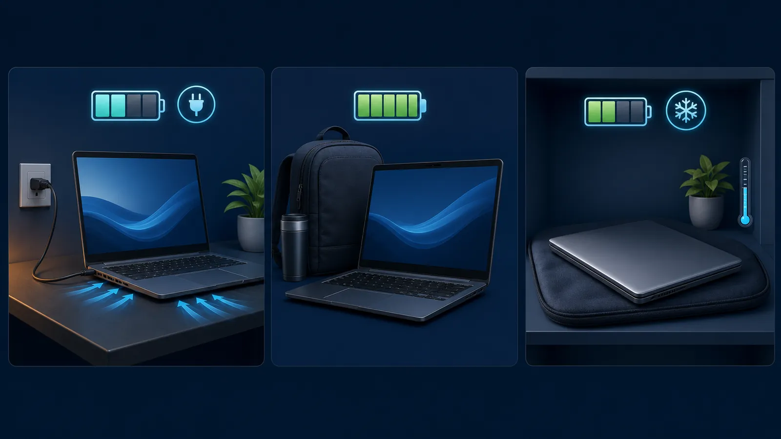 Cenários corretos de uso e carga da bateria do notebook