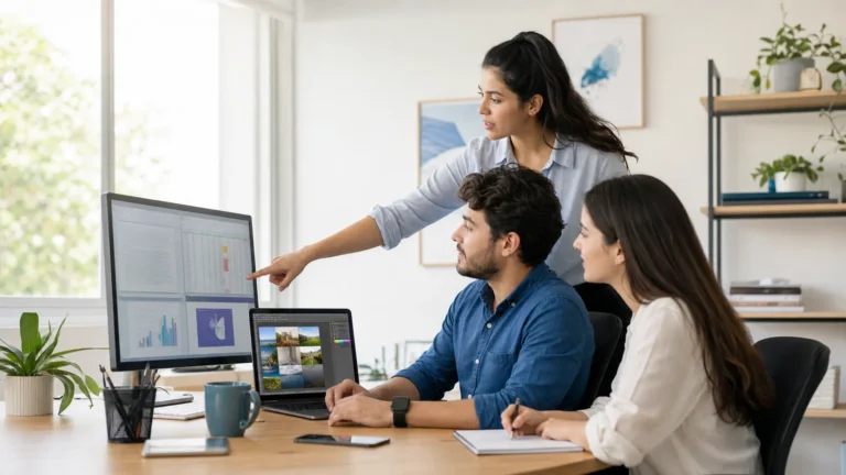 Equipe aprendendo a usar IA na empresa em tarefas de documentos, planilhas e imagens