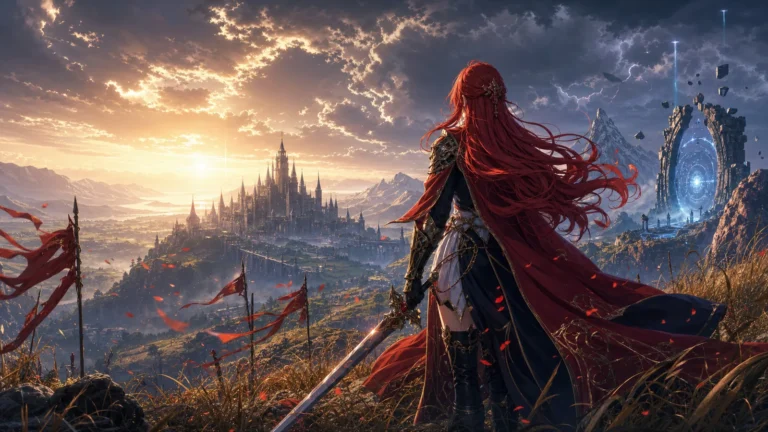 Mushoku Tensei 3 representado por uma guerreira em um mundo de fantasia