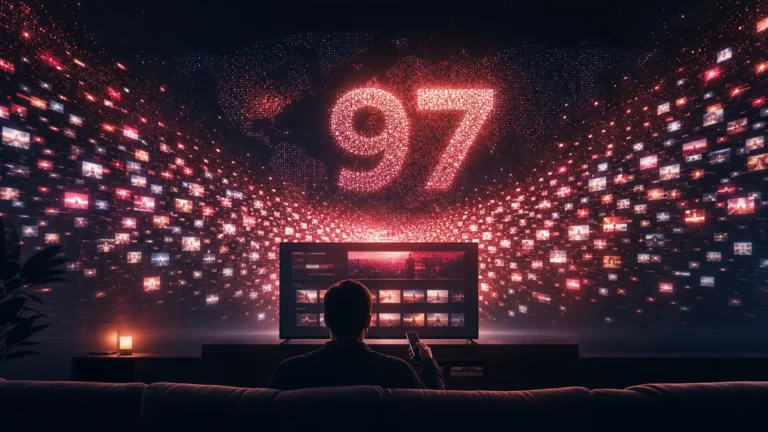 Ilustração sobre as 97 bilhões de horas assistidas na Netflix