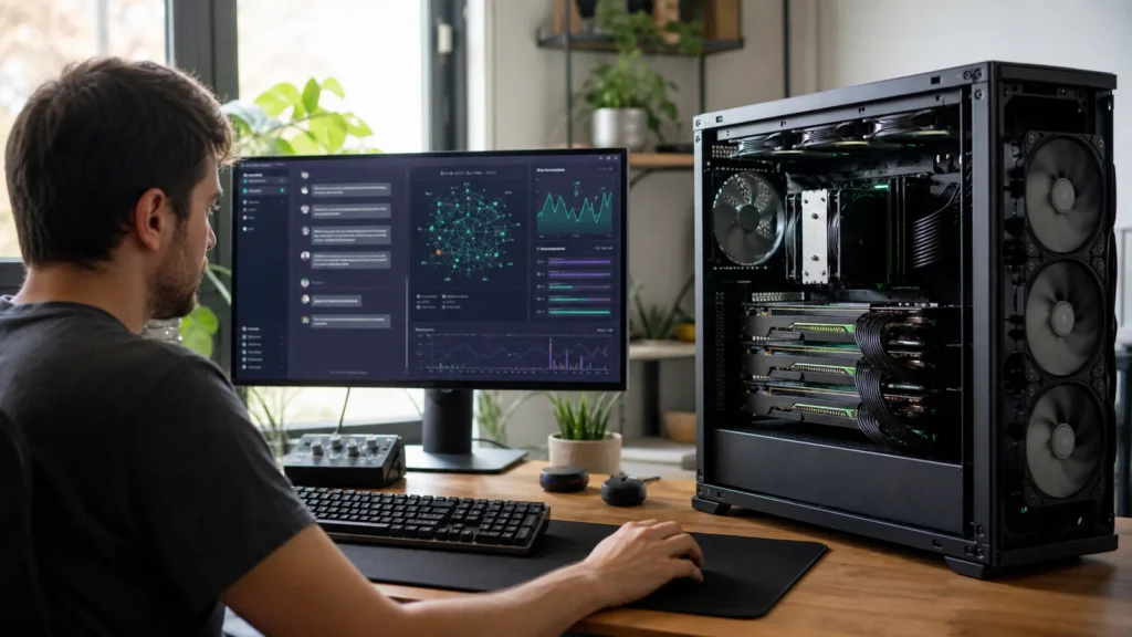 Usuário executa DeepSeek V4 Flash local em computador com várias placas de vídeo