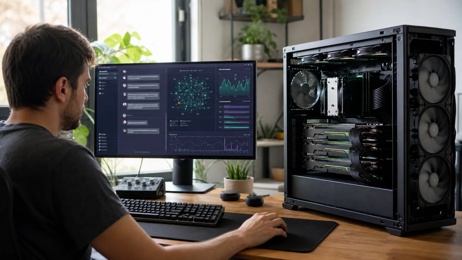 Usuário executa DeepSeek V4 Flash local em computador com várias placas de vídeo