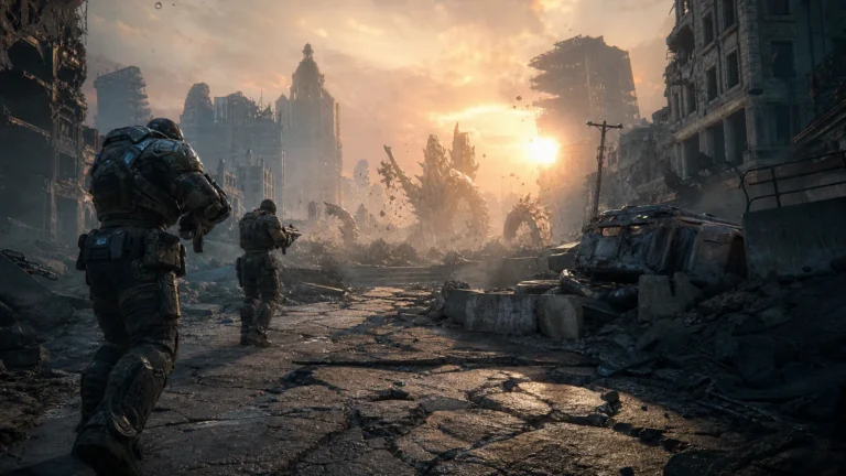 Cena original de batalha sci-fi representa o beta de Gears of War E-Day