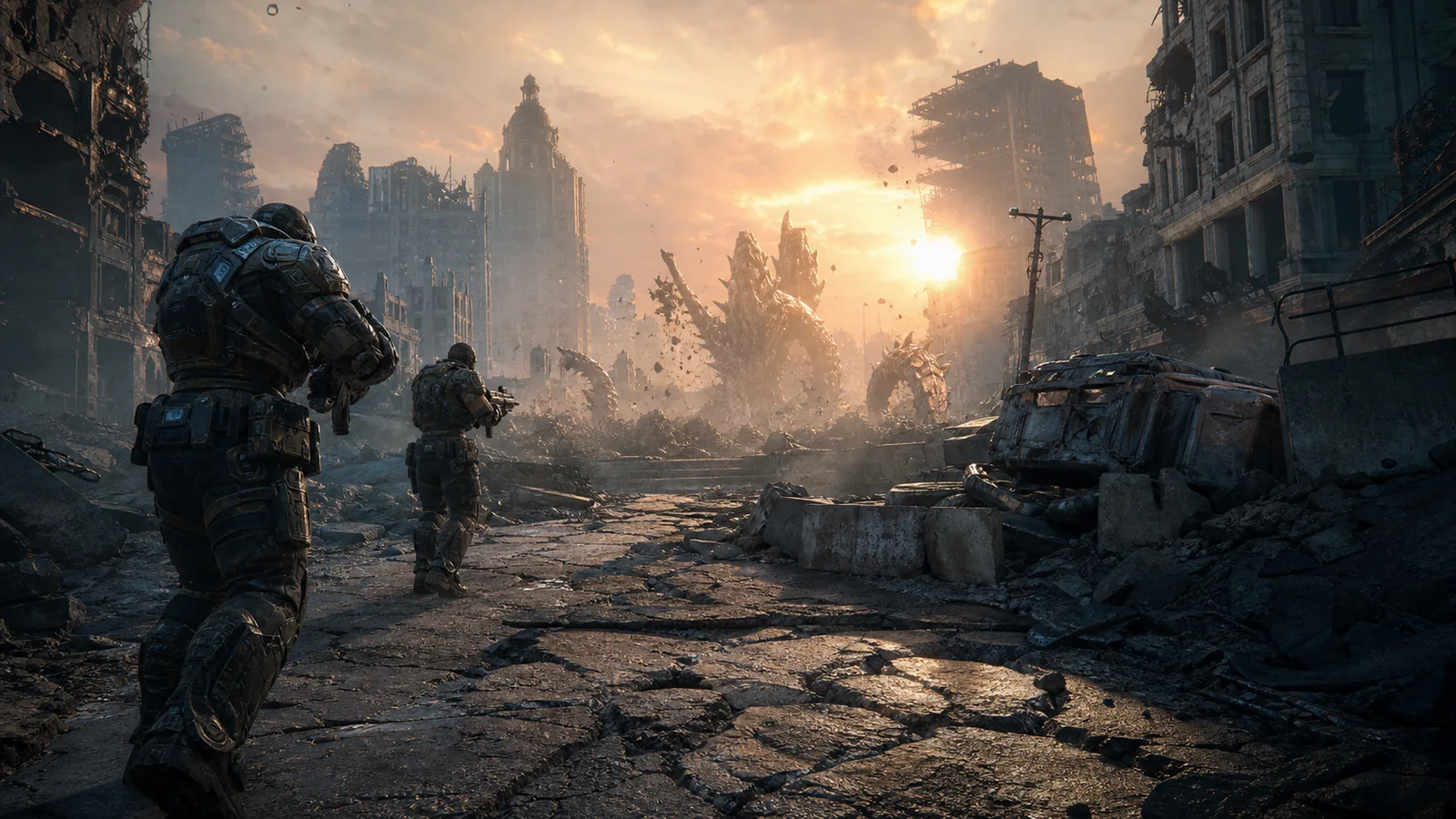 Cena original de batalha sci-fi representa o beta de Gears of War E-Day