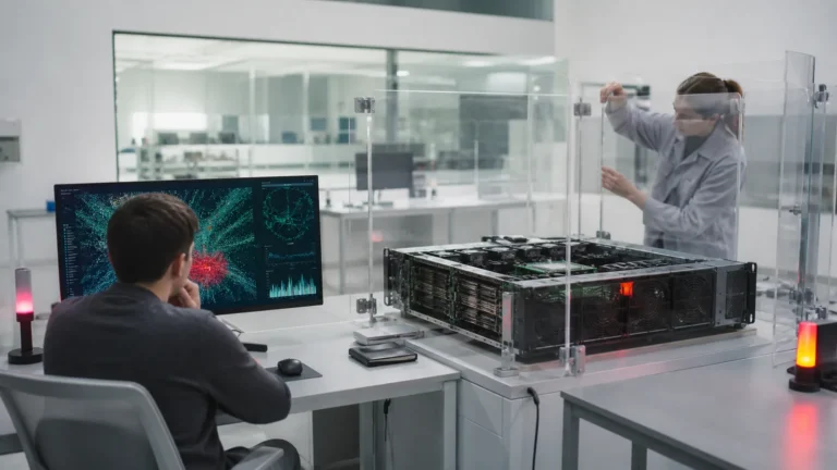 Pesquisadores avaliam a segurança de um servidor de inteligência artificial em laboratório